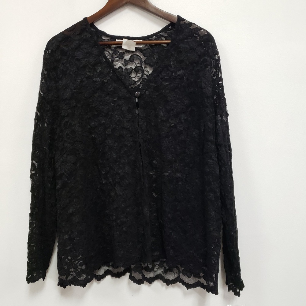 Allison Woods Women Floral Lace Whimsigoth Button Top Size 20W Witchy‎ Gothic